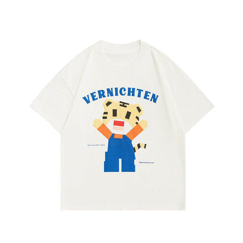 Men T Shitrs Cartoon Graphic Print Crew Neck