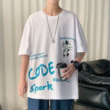 Men T-Shirts Bear Print Loose Half-Length Sleeves