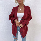 Women's Cardigan Knit Sweater Autumn and Winter Knitted Cardigan Twist Sweater Women's Coat