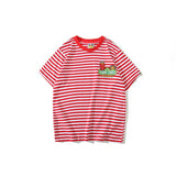Bathing Ape T Shirt Cartoon Round Neck Summer Printed Large Size Short Sleeve Casual Striped T-shirt