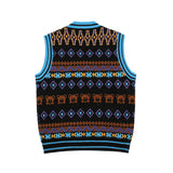 Men Sweater Contrasting Color Jacquard Knitted Vest Men's Idle Style Outer Vest Street