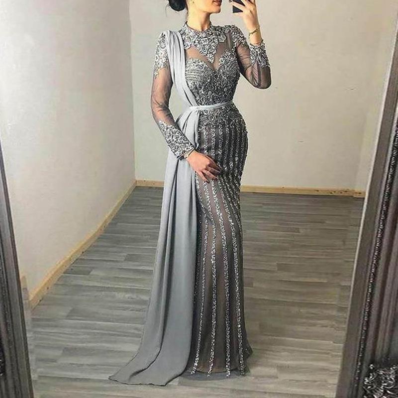 See through Wedding Dress Women's Formal Dress Slim-Fit See-through Evening Dress