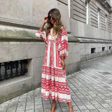 Gypsy Style Dresses Geometric Collage Puff Sleeve