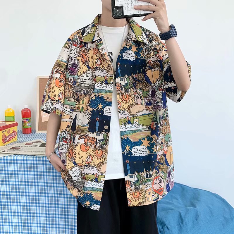Men Shirts Full Printed Half Sleeve Shirt