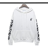 off White Hoodie Autumn and Winter Graffiti Arrow Print Long Sleeve Hooded Sweater