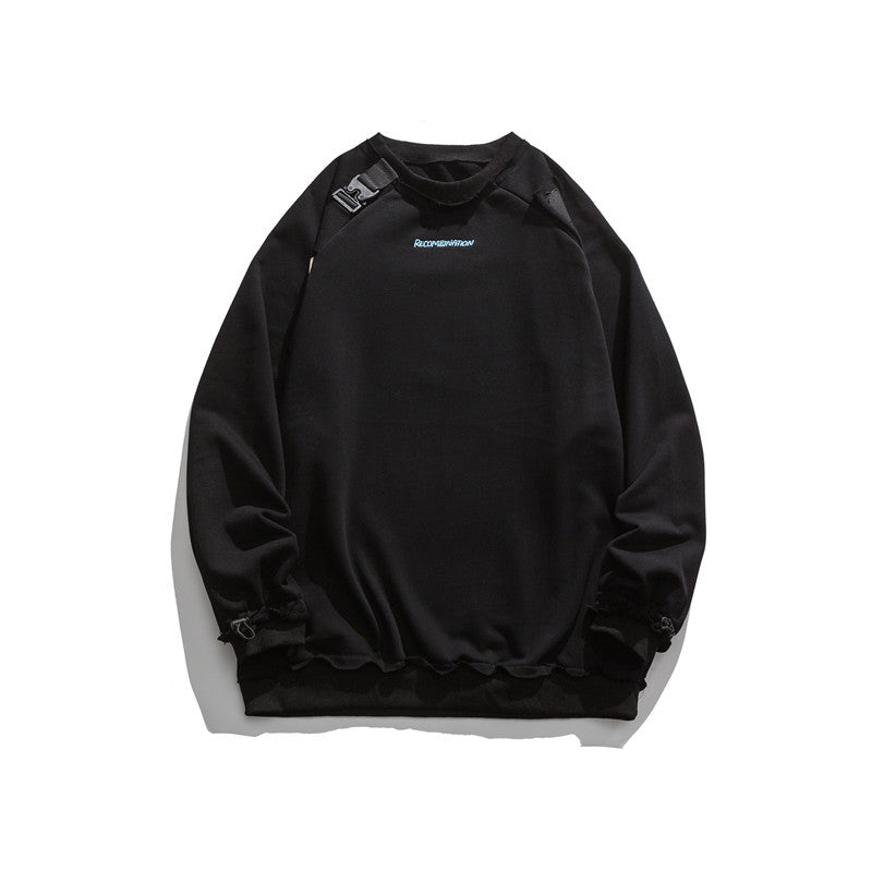Crew Neck Sweatshirts for Men Men's Retro round Neck Sweater Men's Loose Hundred