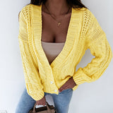 Women Cardigan Knit Sweater Women's Autumn and Winter Button Sweater Cardigan