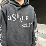 Askyurself Hoodie Distressed Hooded Hoodie