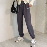 Grey Sweatpants Sports Pants Female Spring and Autumn Gray High Waist Season Casual Sweatpants