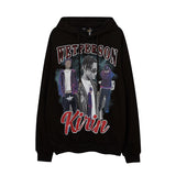 Man Fall Outfits Hip Hop Printed Hoodie Men's and Women's Pullover Black White Autumn and Winter