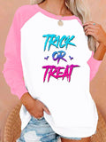 Halloween Costumes Letter Printing Capless Round Neck Contrast Color Sweatshirt Women