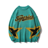Men Sweater Letter Jacquard Crew Neck Pullover