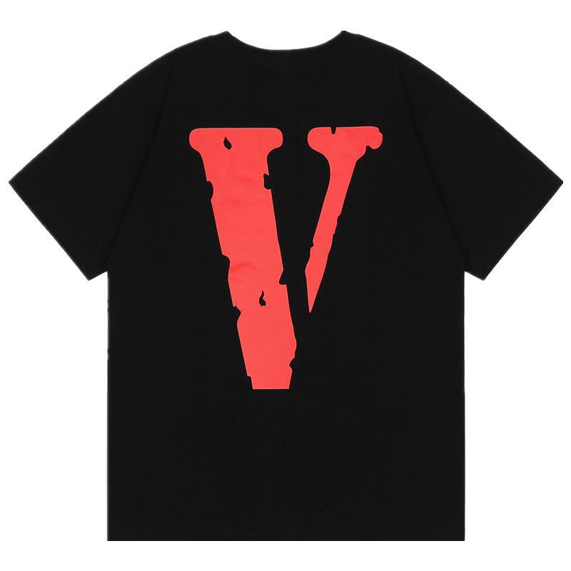 Vlone Shortsleeved Portrait High Street Loose Casual Men And Women Couple Round Collar Tee Printed Letter Tshirt