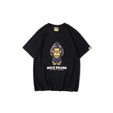 Bathing Ape T Shirt Summer Short Sleeves, Blue Shark Monkey T-shirt Printed Casual Short Sleeve Fashion