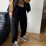 Grey Sweatpants Winter Leisure Sports Loose Elastic Waist