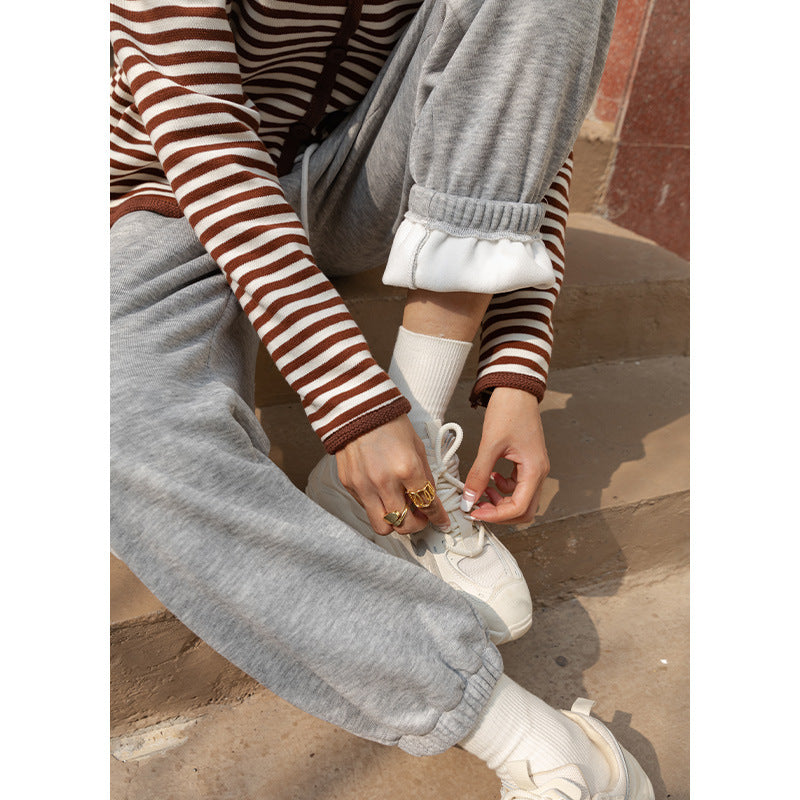 Grey Sweatpants Sports Casual Pants Women's Autumn and Winter Loose Sweatpants