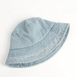 Denim Bucket Hat Fishing Cap Cotton Print Fisherman Hat Fashion Retro Alphabet Embroidery Sunhat