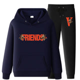 Vlone Hoodie & Pants 2 Piece Set Printed Sweater Casual