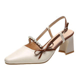 High Heels Slides Summer Toe Cap Ankle-Strap Buckle Chunky Heel Color Block High Heel Sandals