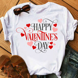 Valentine's Day T Shirts Couples T6001 Valentine's Day Short Sleeve round Neck Printed Hipster T-shirt