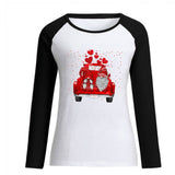 Valentine's Day T Shirts Couples Pullover round Neck Women's Long-Sleeved T-shirt