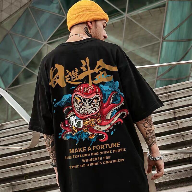 Men T-Shirts Printed Loose Half Sleeve