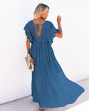 Emerald Green Dress Beach Cover-up Slubbed Fabric Button Draw Waist Strap