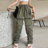 Julia Fox Low Rise Jeans Pleating Casual Pants with Large Pockets Hot Girls