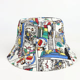 Bucket Hat Fishing Cap Cotton Print Fisherman Hat Cat and Mouse Cartoon Printed Sun Hat