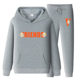 Vlone Hoodie & Pants 2 Piece Set Men'S Loose Printed Hoodie Sweater