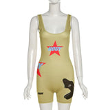 Summer Fashion Printed Sexy Sheath Tight Casual Fitness Sports Jumpsuit