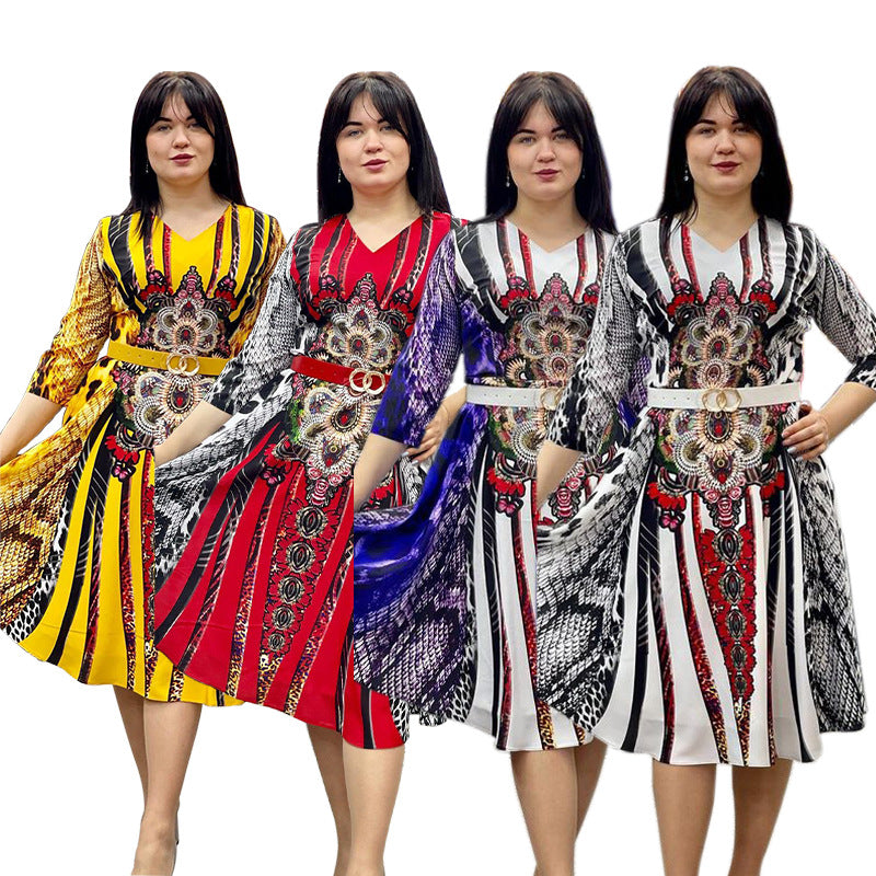 African Dashiki Dress Summer Leisure Printed Dress for Woman