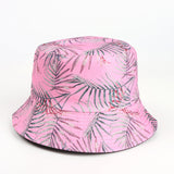 Bucket Hat Fishing Cap Cotton Print Fisherman Hat Cartoon Bucket Hat Female Printing Leaves Sunshade Sun Protection Hat