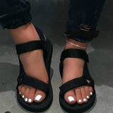 Women Open Toe Sandals Flats Fashion Solid Color Open Toe Buckle Sandals for Women