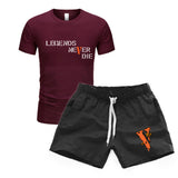 Vlone T Shirts & Shorts 2 Piece Set Men'S Sports Round Neck T-Shirt Shorts Set
