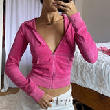 Velour Tracksuit Sports Two-Piece Set Solid Color Velvet Zipper Hooded Jacket Casual Suit