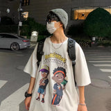 Men T-Shirts Letter Printed round Neck Loose