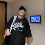 Men T-Shirts Loose Letter Crew Neck Printing