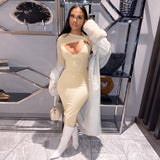 Maxi Burgundy Dress Formal Winter Women's Solid Color Long Sleeve Slim Fit Fashion Sexy Dress