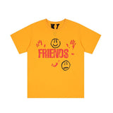 Vlone T Shirt Printed Yellow T-Shirt Loose Cotton Casual Short Sleeve Summer