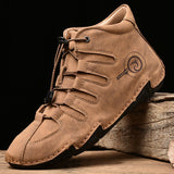 Western Shoes Winter Brown Men's Casual Leather Boots round Toe Knight Boots