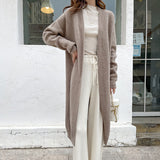 Naomi Watts Gypsy Outfits Spring Loose Mid-Length Knitted Cardigan Lazy Sweater Coat