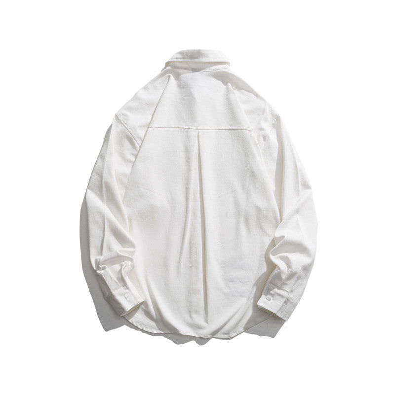 Man Fall Outfis Simple Letter Embroidered Long Sleeve Shirt Loose Casual Polo Collar Shirt