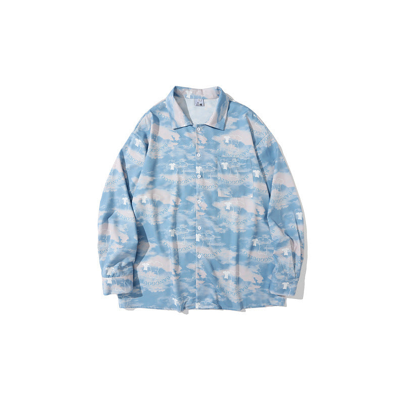 Man Fall Outfits Vintage Retro Abstract Print Shirt Men's and Women's Long Sleeves Thin Loose Casual Shirt Coat