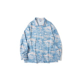 Man Fall Outfits Vintage Retro Printed Shirt Men's and Women's Loose Long-Sleeved Shirt Jacket