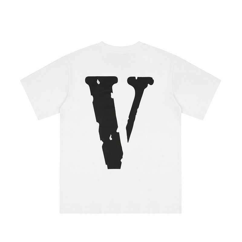 Pop Smoke Vlone Hawk Em T Shirt Letter Loose