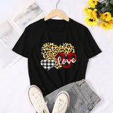 Valentine's Day T Shirt Men's and Women's Heart Printing Pullover Cotton Short Sleeve Women's T-shirt