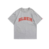 Men T Shitrs Solid Color Letter Print Round Neck Loose