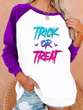 Halloween Costumes Letter Printing Capless Round Neck Contrast Color Sweatshirt Women