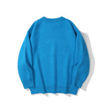 Men Sweater Cartoon Bear Embroidery Sweater Men's Loose round Neck Pullover